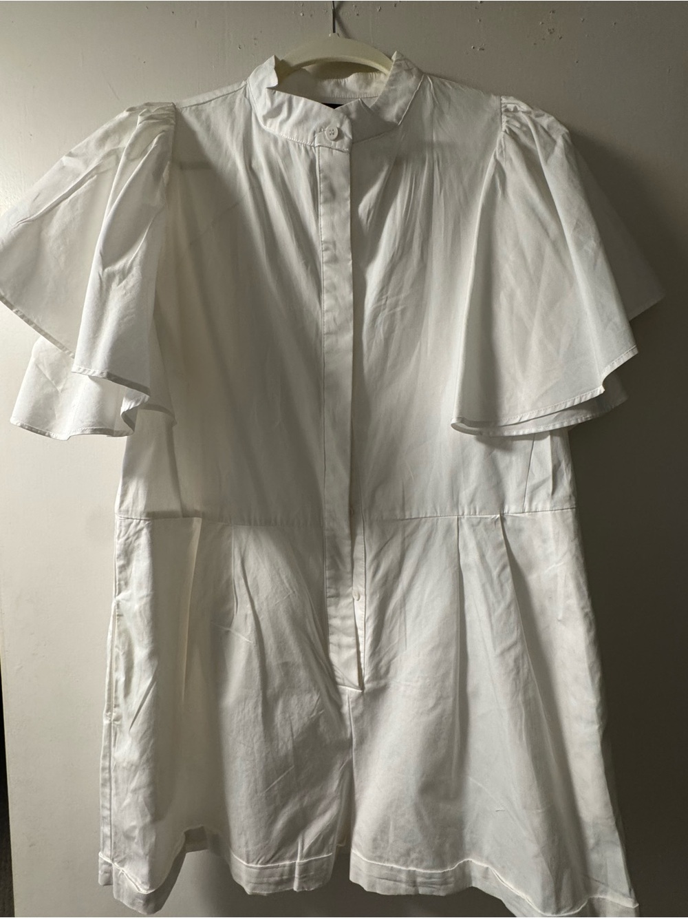 Deluc White Short Sleeve Romper with Flutter Sleeves